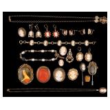 Victorian Cameo GF Earrings, Brooches, & Necklaces