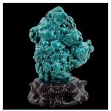 Chinese Polished Turquoise Sculpture On Stand