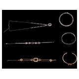 Ornate Gold and Silver Tone Jewelry w/ Rhinestones