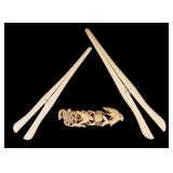 19th C. Glove Stretchers and Figural Pin