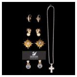 Swarovski Earrings (4 Pairs) & Necklace