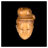 19th C. Japanese Netsuke Tea Stained Mask