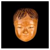 19th C. Japanese Netsuke Tea Stained Mask