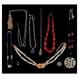 Coral, Cloisonne, and Fashion Jewelry (9 pcs)