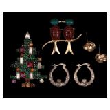 Weiss Christmas Brooch,Sterling Earrings, GF