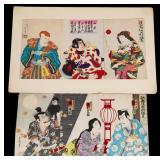 Japanese Figural Woodblock Print Triptychs (2)