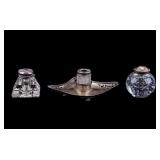 Sterling Silver and Cut Glass Inkwells Sterling Silver and Cut Glass Inkwells