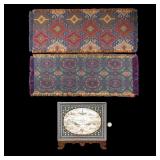 19th C Mosaic Plaque and Table Linens 19th C Mosaic Plaque and Table Linens