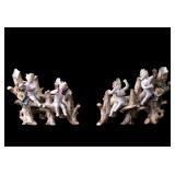 Bisque Porcelain Cherubs on Branch Bud Vases (2) Bisque Porcelain Cherubs on Branch Bud Vases (2)
