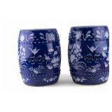 Pair, Chinese Blue & White Porcelain Garden Stool Pair, Chinese Blue & White Porcelain Garden Stool