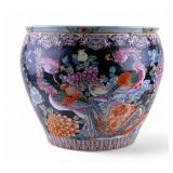 Chinese Famille Noire Fishbowl Cachepot Planter Chinese Famille Noire Fishbowl Cachepot Planter