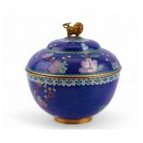 Fine Cloisonne Jar, Lid w/ Lion Finial Fine Cloisonne Jar, Lid w/ Lion Finial