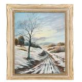 R. Rubincam Oil on Board Winter Landscape R. Rubincam Oil on Board Winter Landscape