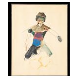 Bowie Signed Figural Drawing Mixed Media Bowie Signed Figural Drawing Mixed Media