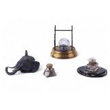 Figural and Asian Metal Inkwells Figural and Asian Metal Inkwells