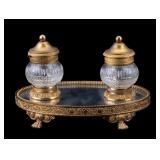 Antique Baccarat French Bronze Desktop Inkwell Antique Baccarat French Bronze Desktop Inkwell