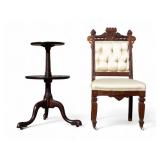 Eastlake Chair & 19th C  Dumbwaiter/ Muffineer Eastlake Chair & 19th C  Dumbwaiter/ Muffineer