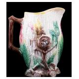 19th C Majolica Pitcher w/ Leaf / Branch Design 19th C Majolica Pitcher w/ Leaf / Branch Design