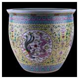 Chinese Famille Jaune Fishbowl Cachepot Planter Chinese Famille Jaune Fishbowl Cachepot Planter