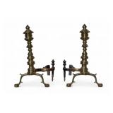 19th C Connecticut River Valley Andirons, Paw Feet 19th C Connecticut River Valley Andirons, Paw Feet
