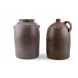 Antique R.C.R. Stoneware Jar and Unmarked Jug Antique R.C.R. Stoneware Jar and Unmarked Jug