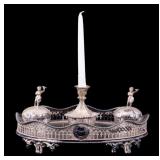 Victorian Silver Plate Triple Inkwell Tray Victorian Silver Plate Triple Inkwell Tray