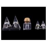 19th C Double Pyramid Crystal Inkwells (2), More 19th C Double Pyramid Crystal Inkwells (2), More