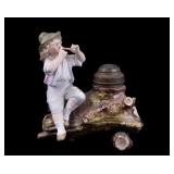 Porcelain Figural Boy w/Flute Inkwell Porcelain Figural Boy w/Flute Inkwell