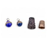 Gold & Sterling Thimbles, Faberge-Style Pendants Gold & Sterling Thimbles, Faberge-Style Pendants