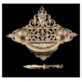 Vintage Renaissance Revival Double Inkwell Vintage Renaissance Revival Double Inkwell