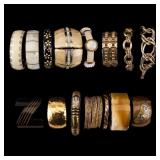 Gold Tone Bangle, Cuff, & Chain Bracelets (15) Gold Tone Bangle, Cuff, & Chain Bracelets (15)