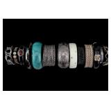 Silver Tone & Acrylic Bangle & Other Bracelets Silver Tone & Acrylic Bangle & Other Bracelets