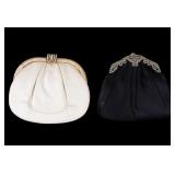 Judith Leiber Black Satin & White Skin Clutches Judith Leiber Black Satin & White Skin Clutches