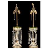 French Glass Lustre Lamp Pair French Glass Lustre Lamp Pair