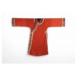 Chinese Embroidered Floral Red Silk Robe Chinese Embroidered Floral Red Silk Robe