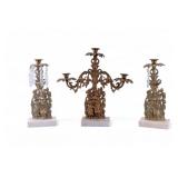 Grandole Bronze and Marble Candlestick Set Grandole Bronze and Marble Candlestick Set