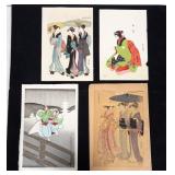 Japanese Woodblock Prints of Women in Kimonos (4) Japanese Woodblock Prints of Women in Kimonos (4)