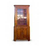 Fine 19th C Narrow Cherry Two Pcs Corner Cupboard Fine 19th C Narrow Cherry Two Pcs Corner Cupboard