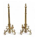 Pr of Lg. Ornate Federal Style Flame Top  Andirons Pr of Lg. Ornate Federal Style Flame Top  Andirons
