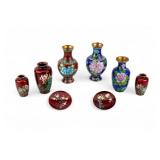 Cloisonne Plum and Pear Vases and Plates Cloisonne Plum and Pear Vases and Plates