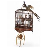 Chinese Bird Cage, Blue & White Porcelain Feeders Chinese Bird Cage, Blue & White Porcelain Feeders
