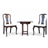 Pr Period Queen Anne Chairs & a Barley Twist Table Pr Period Queen Anne Chairs & a Barley Twist Table