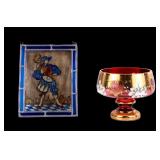 Neo-Renaissance Leaded Stained Glass + Slavia Bowl Neo-Renaissance Leaded Stained Glass + Slavia Bowl