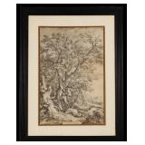 17th C Etching "Rescue of the Infant Oedipus" 17th C Etching "Rescue of the Infant Oedipus"