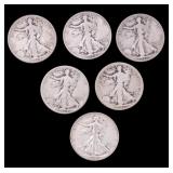 1917-S, 1936-D, Walking Liberty Half Dollars (6)