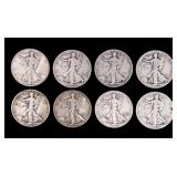 1927-S, 1928-S, Walking Liberty Half Dollars (8)