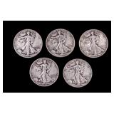 1943-S, 1945-46 Walking Liberty Half Dollars (5)