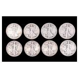 1918-D, 1918-S, Walking Liberty Half Dollars (8)