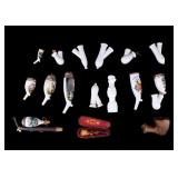 German Porcelain Tobacco Pipe Stummels & Other Pcs