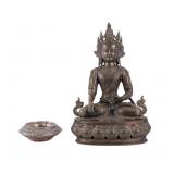 Aksobyah Buddha Metal Statue + India Jewelry Dish